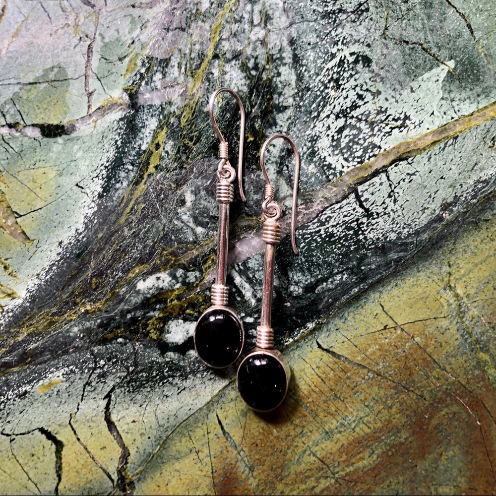 Black Onxy Dangle Earings